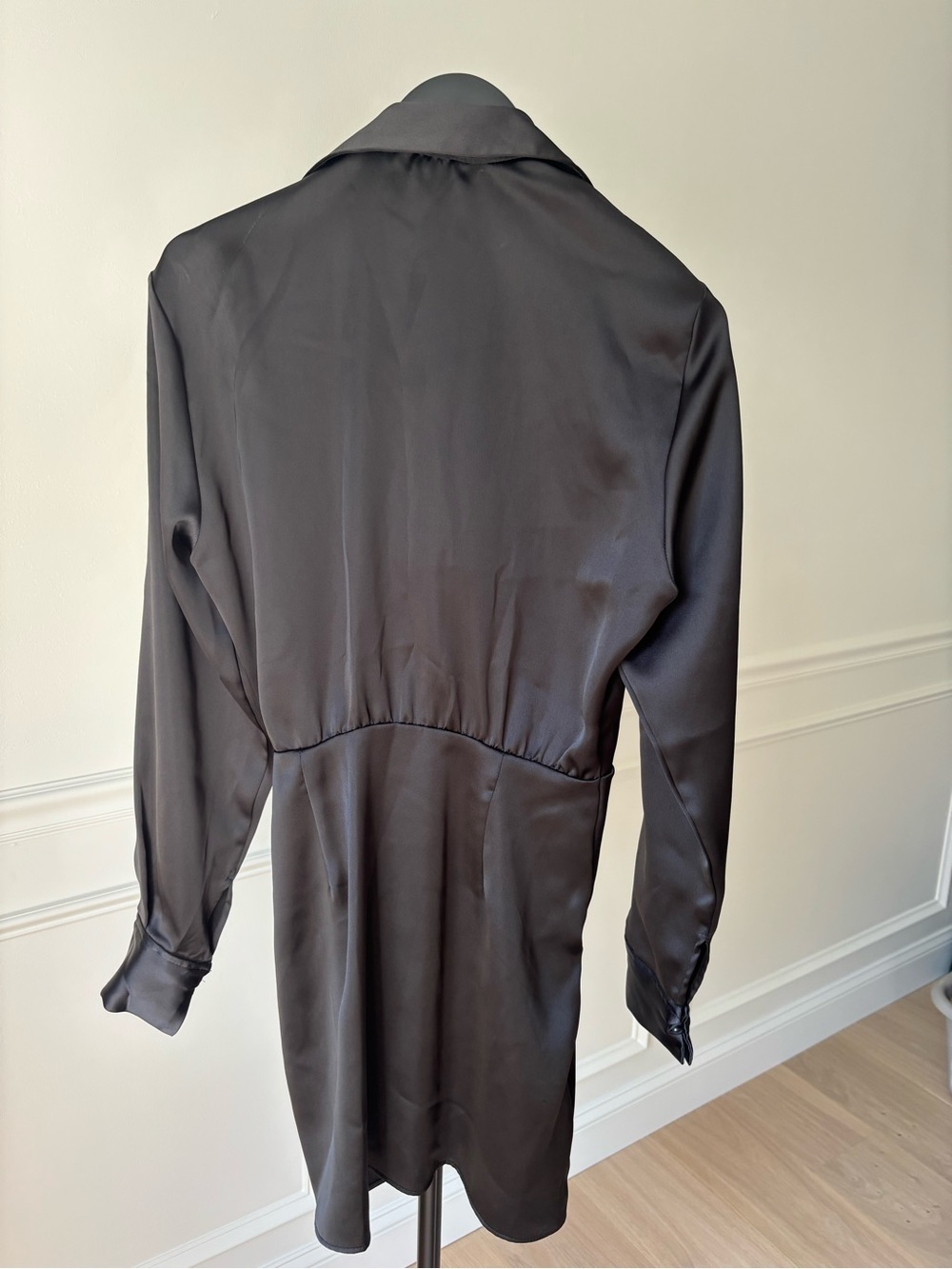 Zara Black Satin Button-Down Blouse - Picture 5 of 6